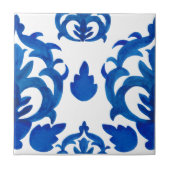 Blaues französisches Toile-Muster  Fliese (Vorderseite)