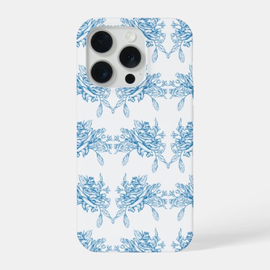 Blaues französisches Toile-Muster iPhone Hülle (Rückseite)