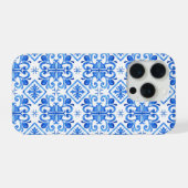 Blaues französisches Toile-Muster iPhone Hülle (Rückseite (Horizontal))