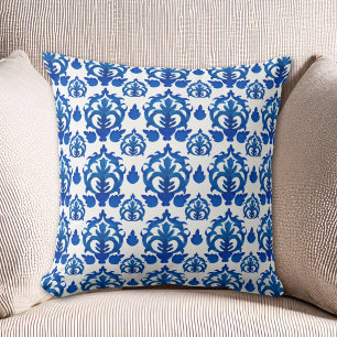 Blaues französisches Toile-Muster Kissen