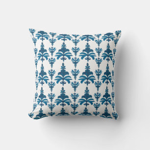Blaues französisches Toile-Muster Kissen