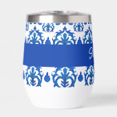 Blaues französisches Toile-Muster Monogramm Name (Vorderseite)