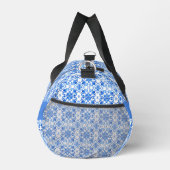 Blaues französisches Toile-Muster Name Duffle Bag (Rechts)