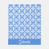 Blaues französisches Toile-Muster Name Fleecedecke (Vorderseite)
