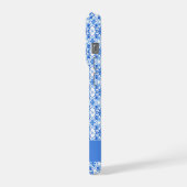 Blaues französisches Toile-Muster Name iPhone Hülle (Linke Seite)