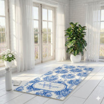 Blaues französisches Toile-Muster Namensmonogramm