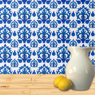 Blaues französisches Toile-Muster Tapete