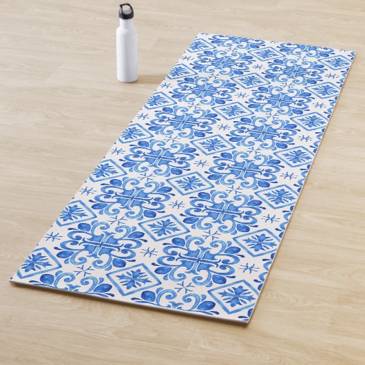 Blaues französisches Toile-Muster Yogamatte (Beispiel)