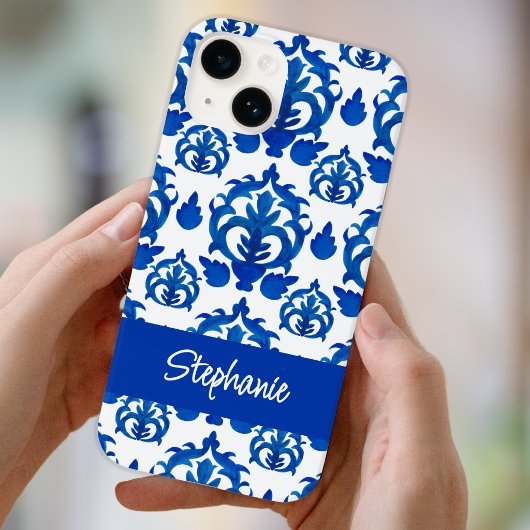 Blaues französisches Toile-Name Case-Mate iPhone Hülle