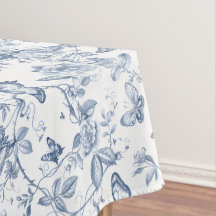 Blaues französisches Toile-Wasserfarben-Blumen-Sch