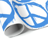 Blaues Friedenszeichen Geschenkpapier (Rolleneckpunkt)