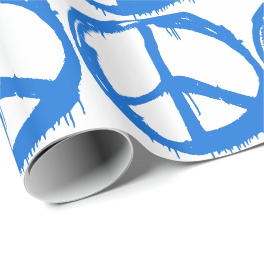 Blaues Friedenszeichen Geschenkpapier (Rolleneckpunkt)