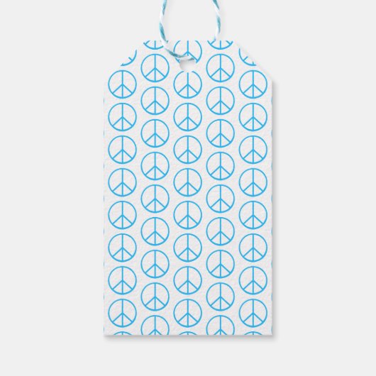 Blaues Friedenszeichen Modern Retro Spaß Geschenkanhänger (Rückseite)