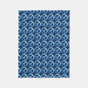 Blaues Friedenszeichen-Muster Fleecedecke