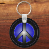 Blaues Friedenszeichen Schlüsselanhänger (Vorderseite)