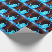 Blaues Friedenszeichen schwingende Hippie-Mädchen Geschenkpapier (Ecke)