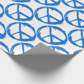 Blaues Friedenszeichen-Symbol Geschenkpapier (Ecke)