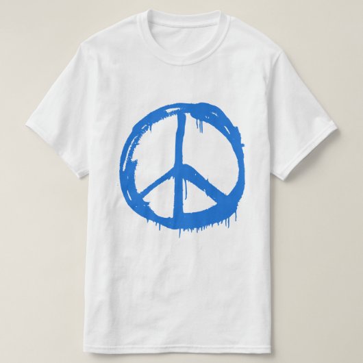 Blaues Friedenszeichen T-Shirt (Design vorne)