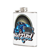 Blaues Frisierte Auto Klassischer Muskelkater Flachmann (Links)