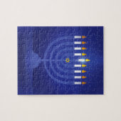 blaues frohes Chanukka Puzzle (Horizontal)