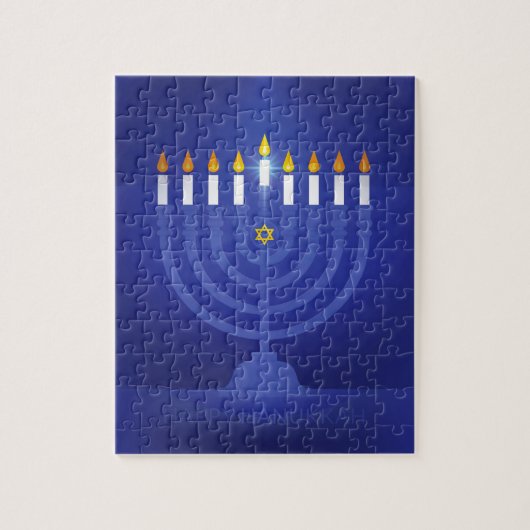 blaues frohes Chanukka Puzzle (Vertikal)