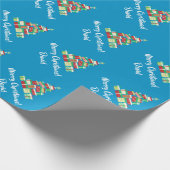 Blaues fröhliches Weihnachtsbaum-Packpapier Geschenkpapier (Ecke)