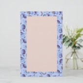 Blaues Fruchtmuster Briefpapier (Stehend Vorderseite)