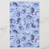 Blaues Fruchtmuster Briefpapier (Rückseite)