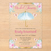 Blaues Frühlingswasser Umbrella-Brautparty Acryleinladungen (Vorderseite)