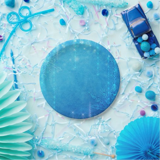 Blaues funkelndes Frosteis Winter-Brautparty Pappteller (Party)