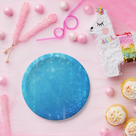 Blaues funkelndes Frosteis Winter-Brautparty Pappteller (Party)