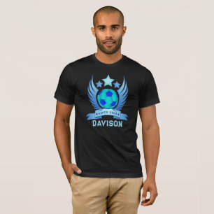 Blaues Fußball-Star-Emblem Sportliche Geburtstag T-Shirt