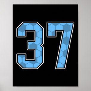 Blaues Fußballmuster Nummer 37 Trikot Spieler Unif Poster