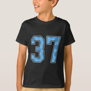 Blaues Fußballmuster Nummer 37 Trikot Spieler Unif T-Shirt