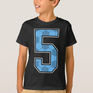 Blaues Fußballmuster Nummer 5 Trikot Spieler Unifo T-Shirt