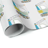 Blaues Gabelstaplermuster Geschenkpapier (Rolleneckpunkt)