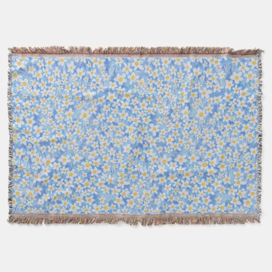 Blaues Gänseblümchen-Blumenmuster Decke (Vorderseite)