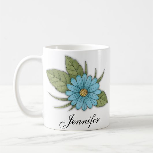 Blaues Gänseblümchen Kaffeetasse (Links)
