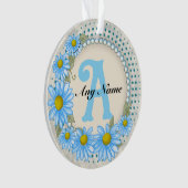 Blaues Gänseblümchen-Monogramm Ornament (Vorderseite)