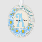 Blaues Gänseblümchen-Monogramm Ornament (Vorderseite)