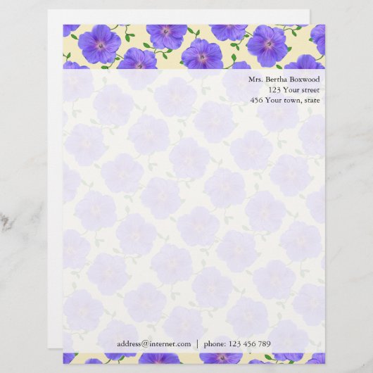 Blaues Garten-Blumen-mit Briefkopf (Vorne/Hinten)