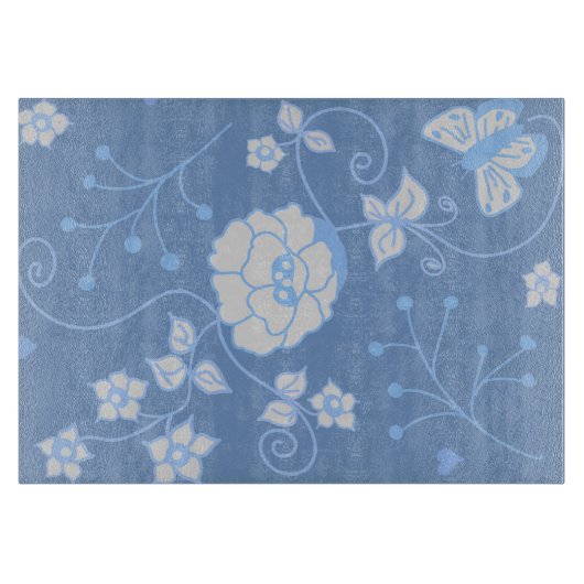 Blaues Gartendekoratives Glas Schneidebrett (Vorderseite)