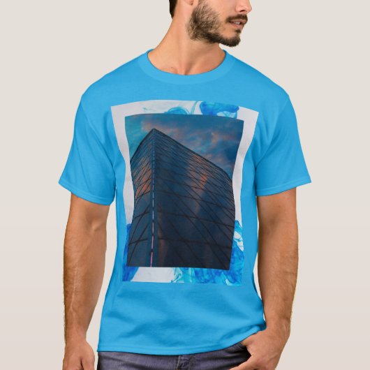 Blaues Gebäude Männerschnecke T-Shirt (Vorderseite)