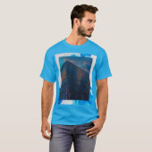 Blaues Gebäude Männerschnecke T-Shirt (Vorne ganz)