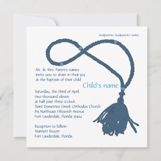 Blaues Gebet-Seil Einladung (Vorderseite)