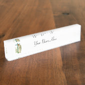 Blaues geblühtes christliches Kreuz Namensplakette (Seite)