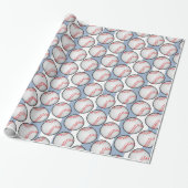 Blaues Geburtstags-Wrap-Papier Baseball Geschenkpapier (Ungerollt)