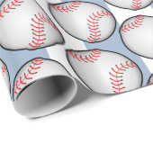 Blaues Geburtstags-Wrap-Papier Baseball Geschenkpapier (Rolleneckpunkt)