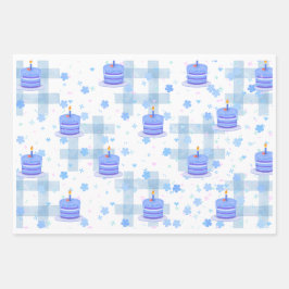Blaues Geburtstagsjubiläum Geschenkpapier Set