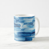 Blaues gefrorenes Pinselstrich. Navy Winter nautic Kaffeetasse (VorderseiteRechts)